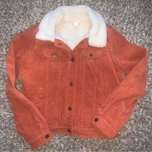 Cat & Jack Kid’s Corduroy Jacket Faux Fleece Lining Orange XL